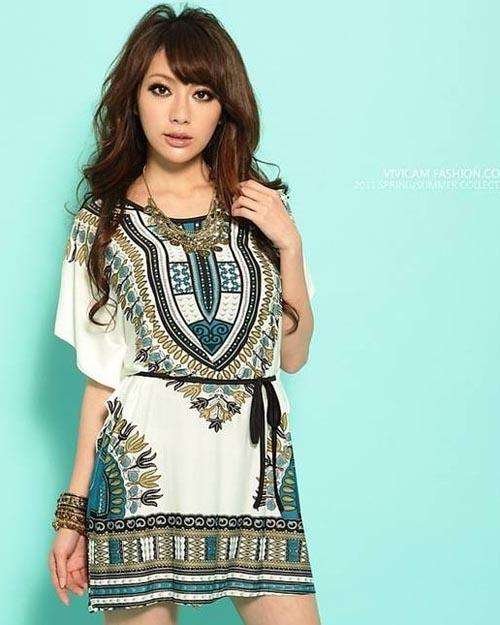 *Import* Women Bat-wing Sleeve Casual Print One-Piece Floral Shift Dresses